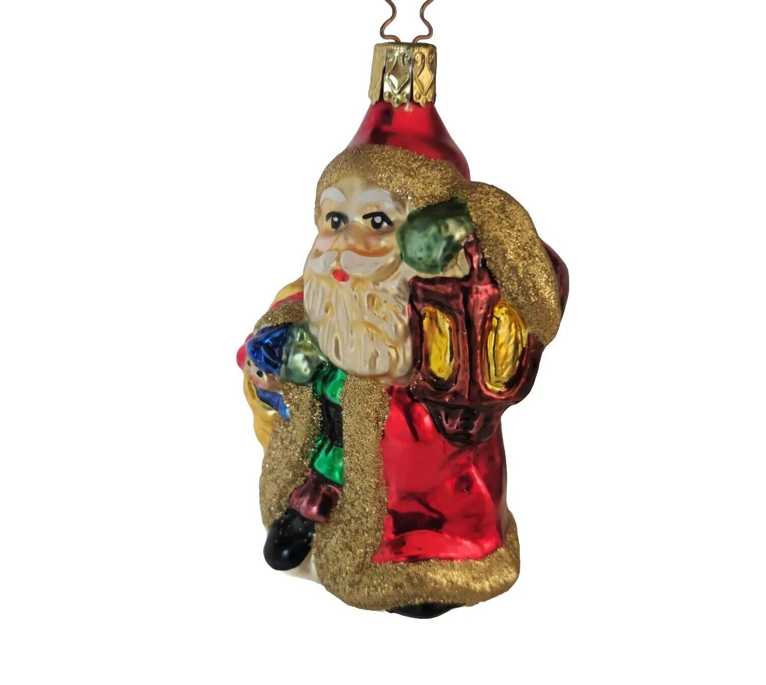 Vintage 1997 Yuletide Colorful Glitter Blown Glass Ornament EM Merck