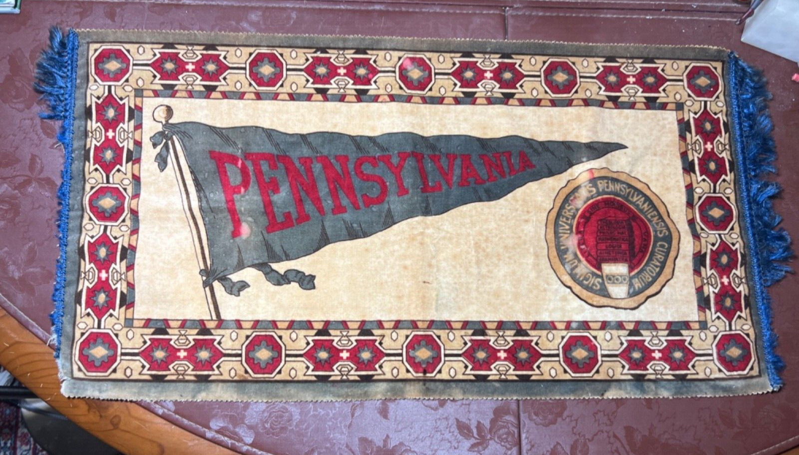 HTF Rare 1910s University Pennsylvania Felt Banner Fatima Cigarettes Premium NR