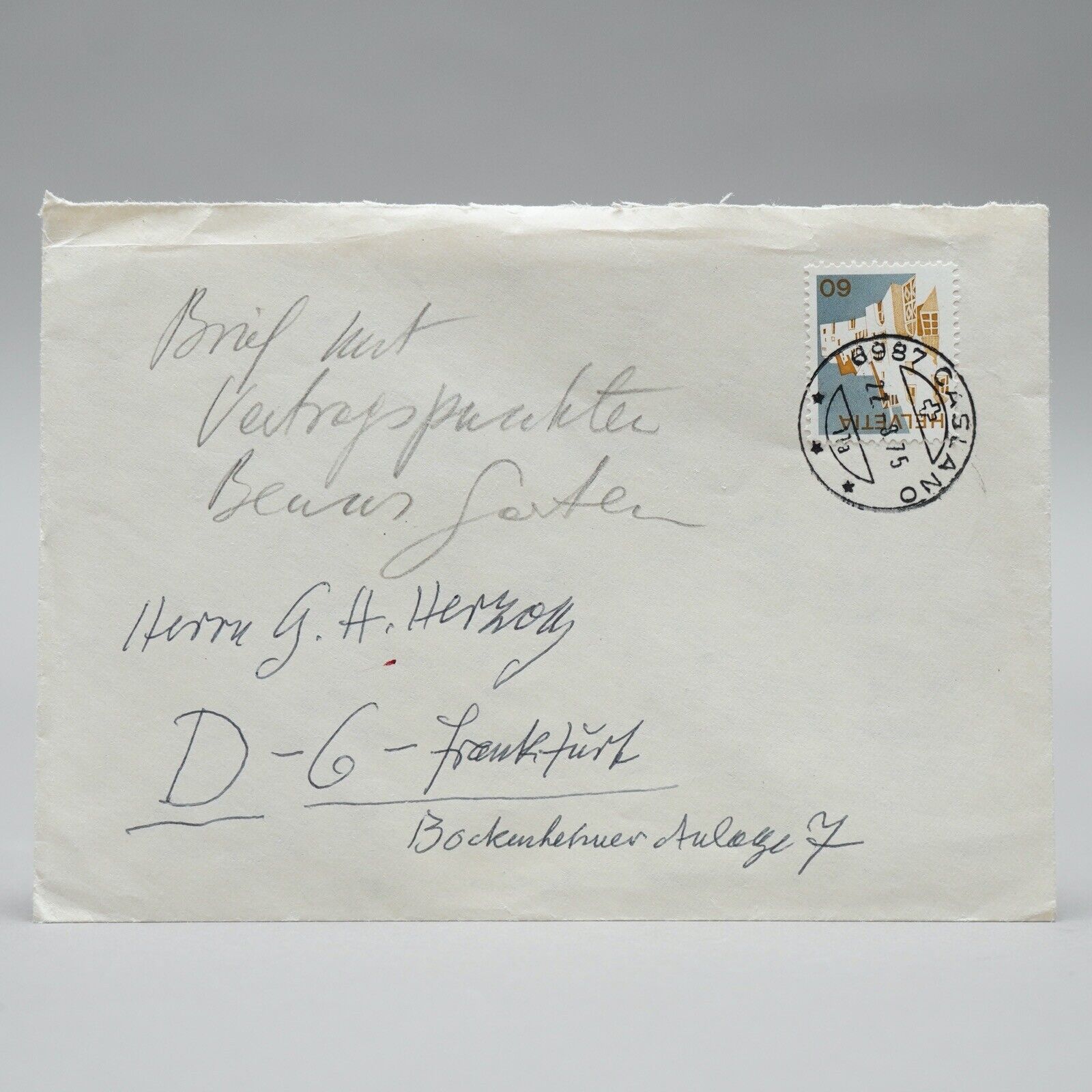 Eigenhändiger Letter From Conrad Felixmüller 22.08.1975 Card IN Envelope V. Abi