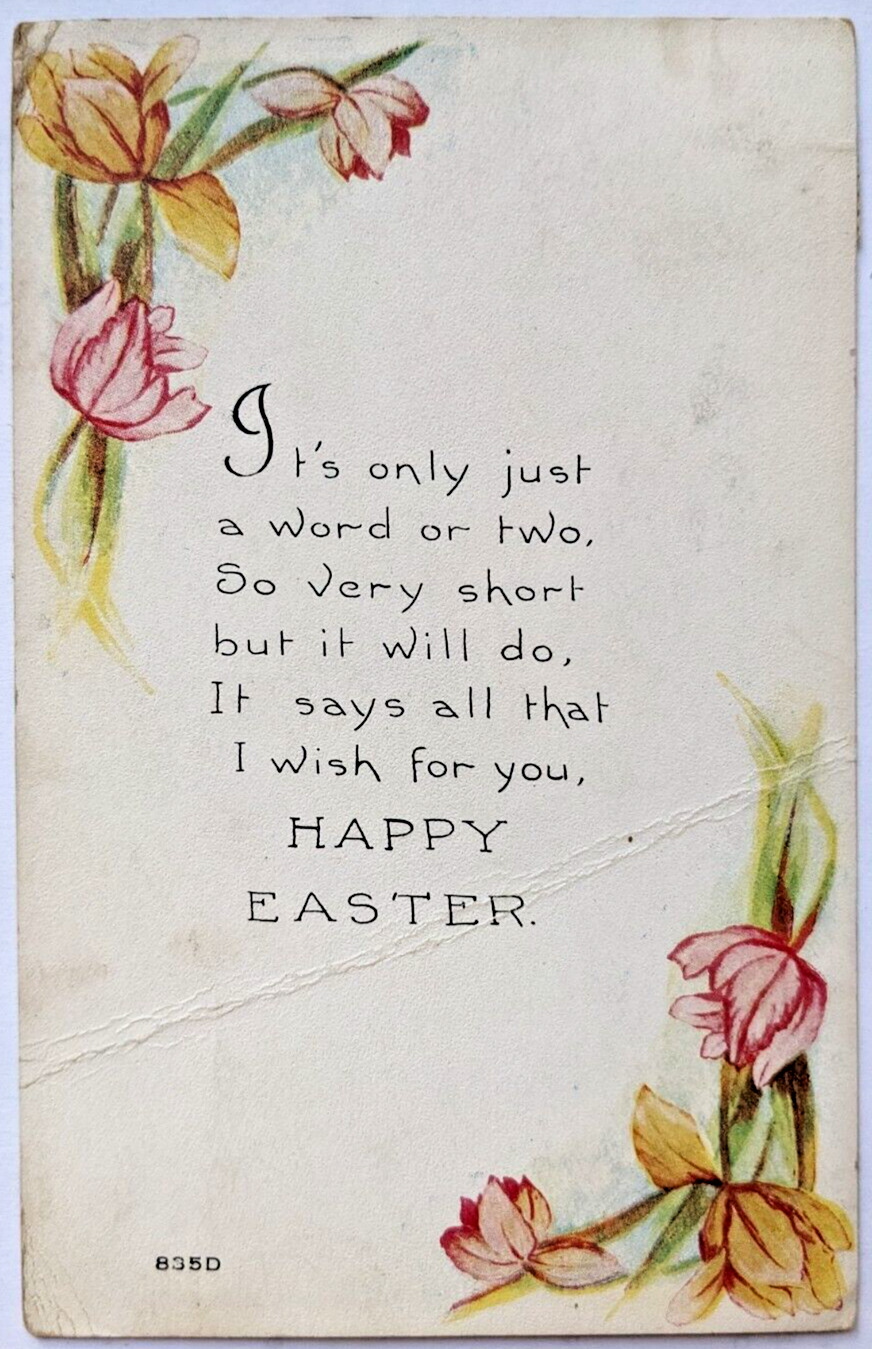 Vintage Antique Easter Postcard Floral Design Owen Card Pub. Co. Early 1900s
