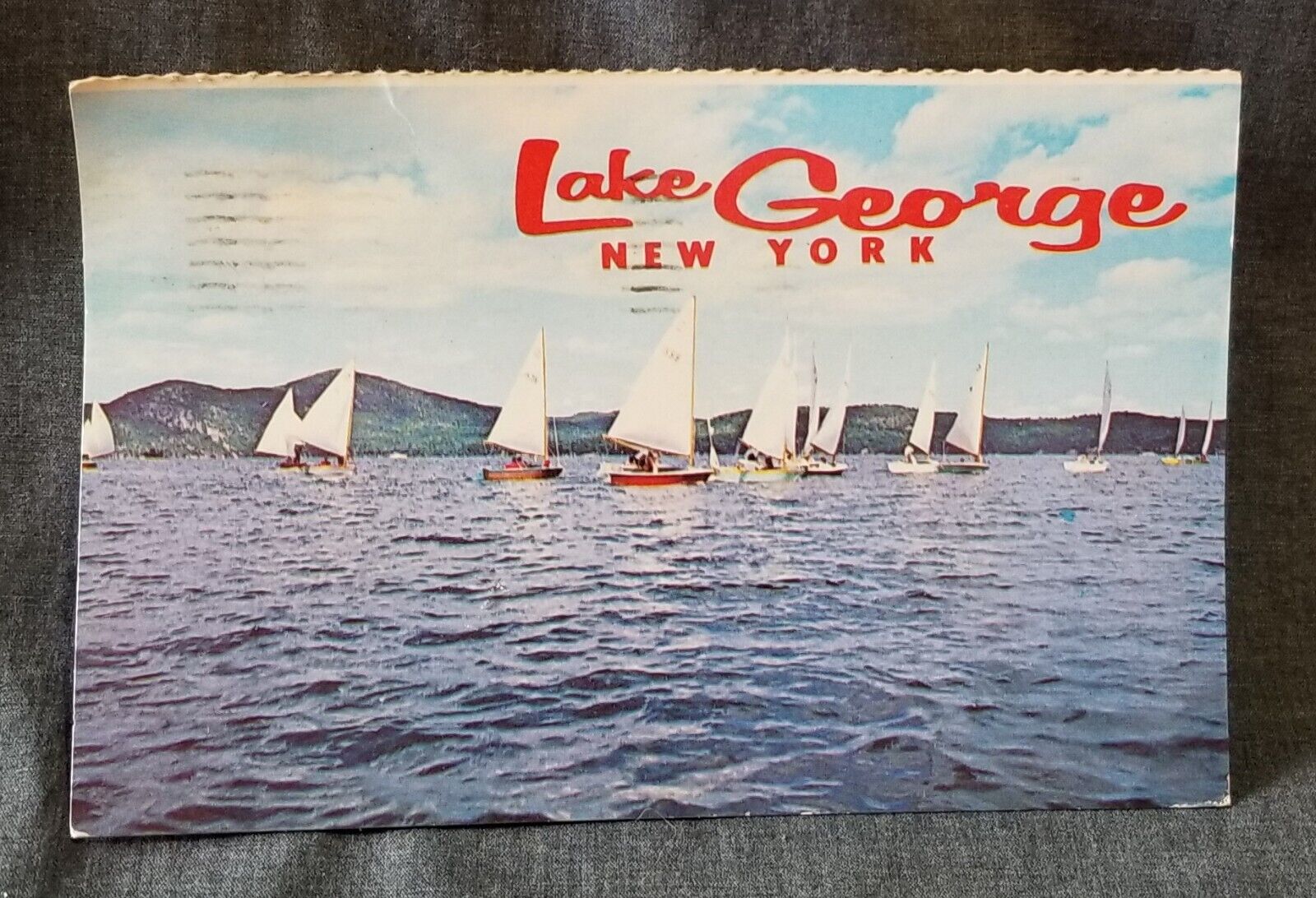 LMH Postcard 1972 LAKE GEORGE Sailboat Racing Sailboats New York Sailing Club
