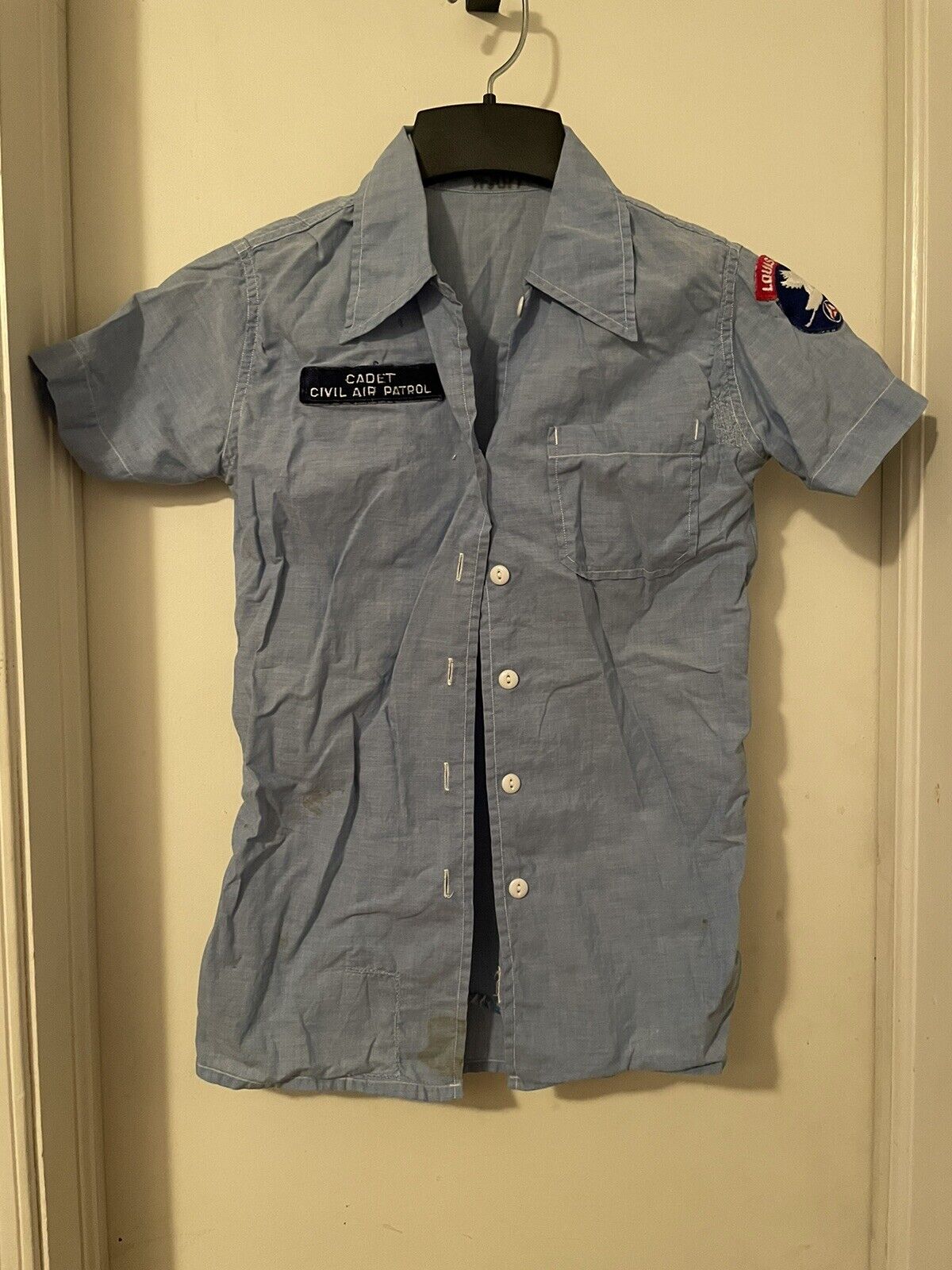 Vintage Civil Air Patrol Chambray Utility Shirt, LAWG Wing Patch