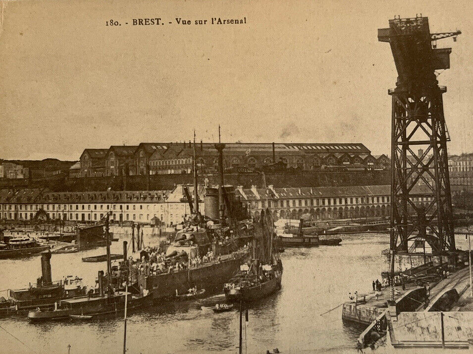 Atq Early 1900s RPPC Postcard Carte Postale 180 Brest. Vue sur l’Arsenal France