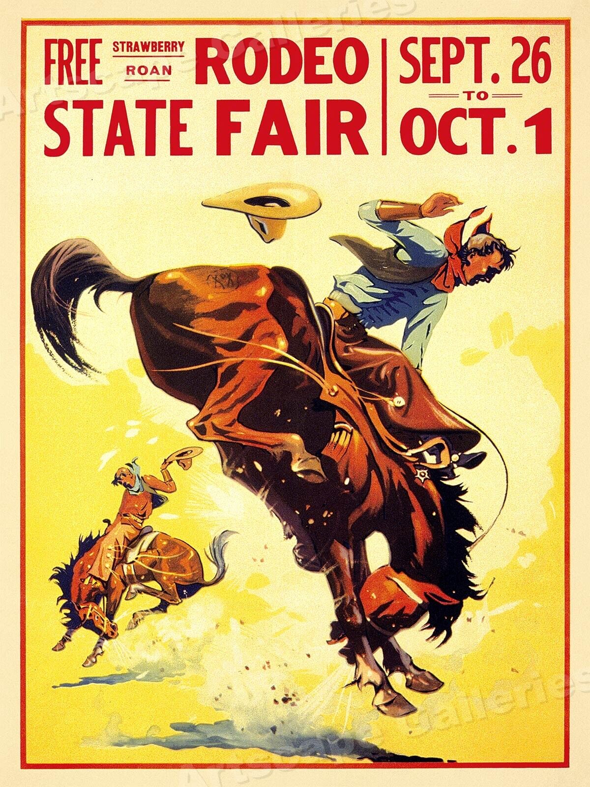 1930s State Fair Rodeo Poster Cowboy Vintage Style Western Poster - 18x24 