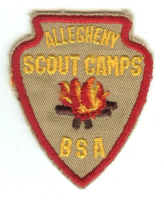 Allegheny Scout Camps Arrowhead, DarkYellow Letters/White Cloth Back, PA