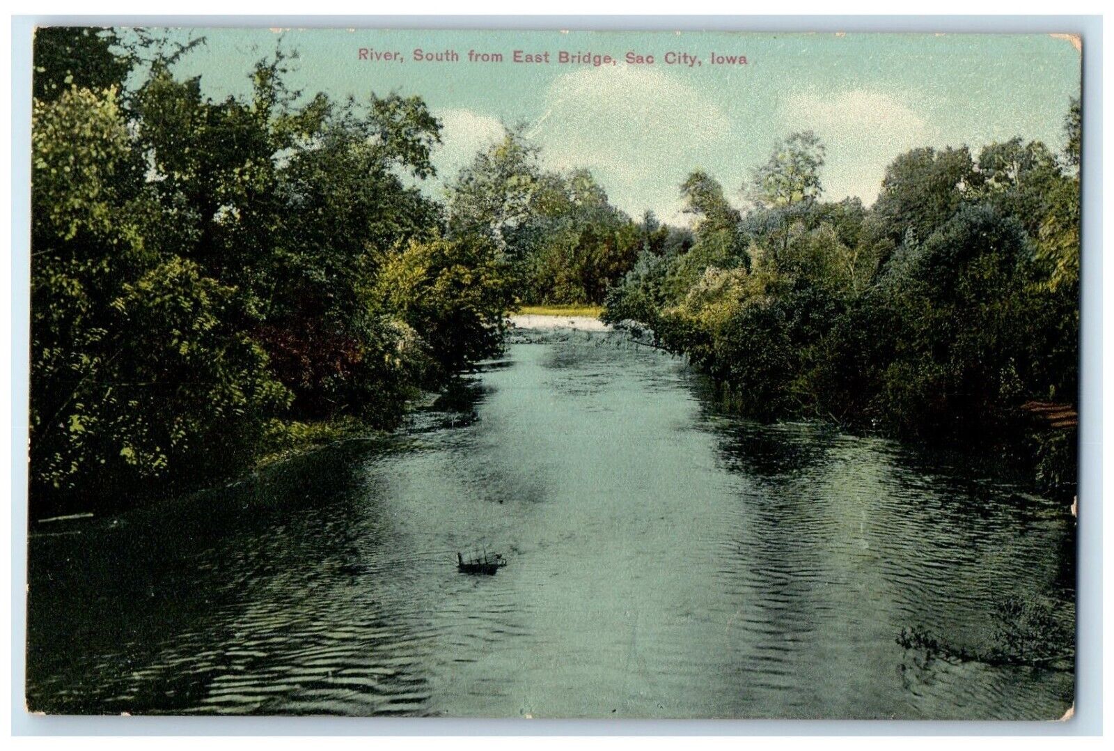c1910 River South From East Bridge Sac City Iowa IA Unposted Vintage Postcard