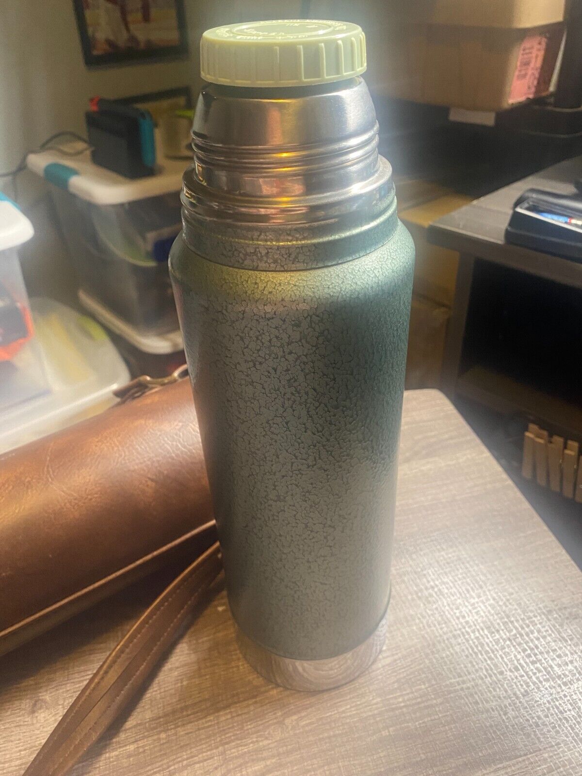 Vintage Stanley Thermos and leather case