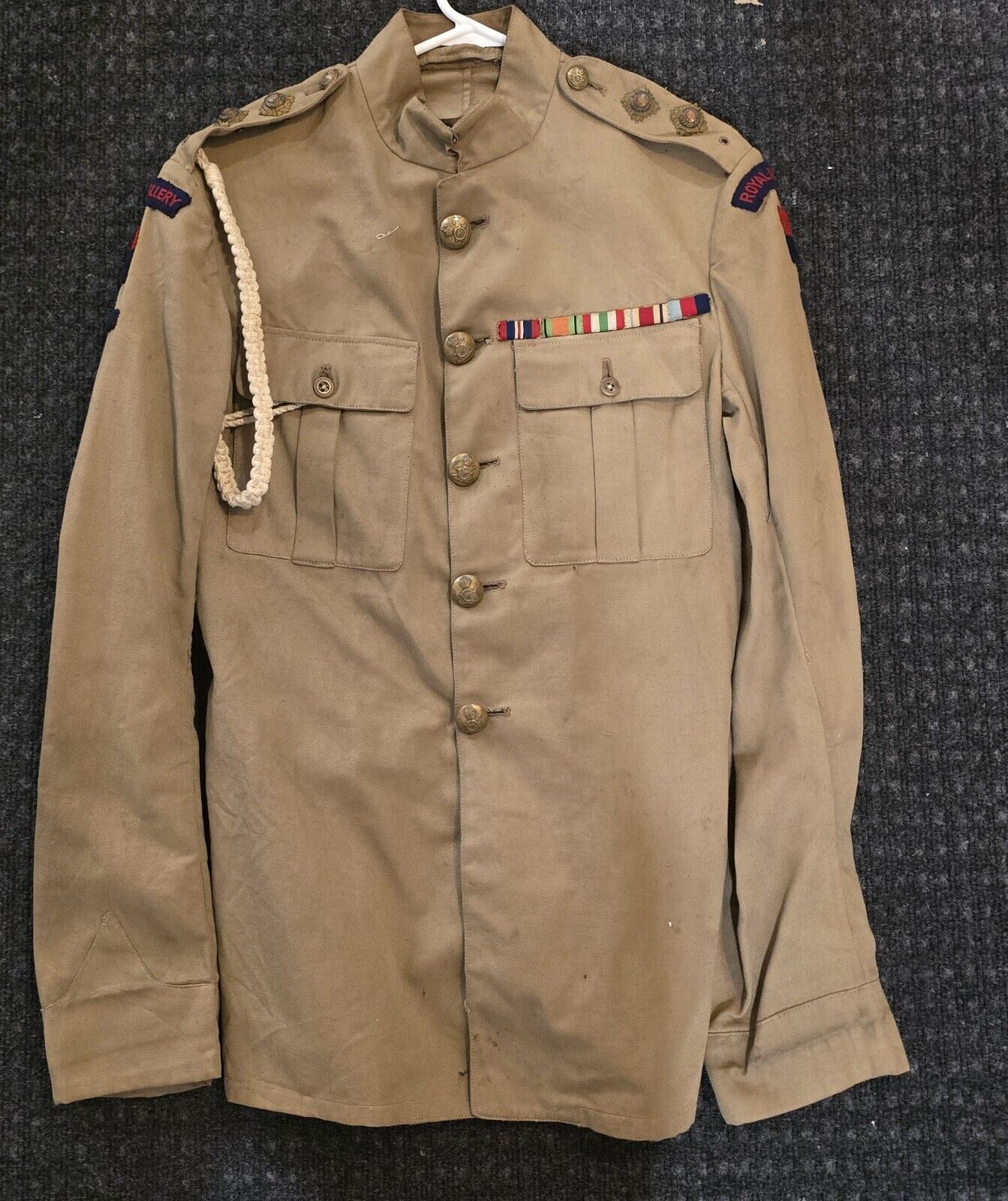 WWIIBritish Royal Artillery Khaki Jacket, ID'd R.M. Shackleton War Office Unit