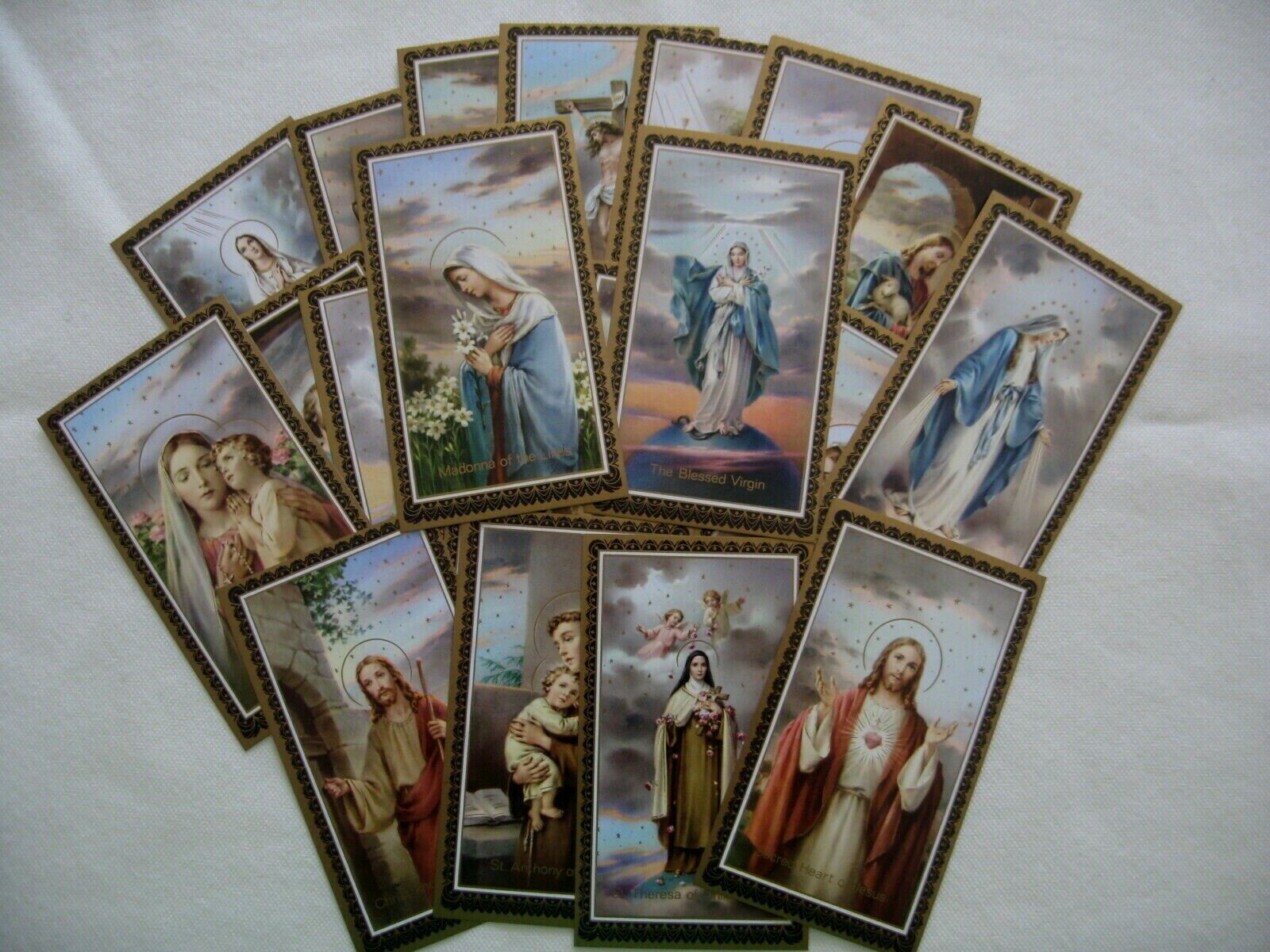 Stunning Lot 20 Vintage Catholic HOLY CARDS Divine Images with Unique Border#S20