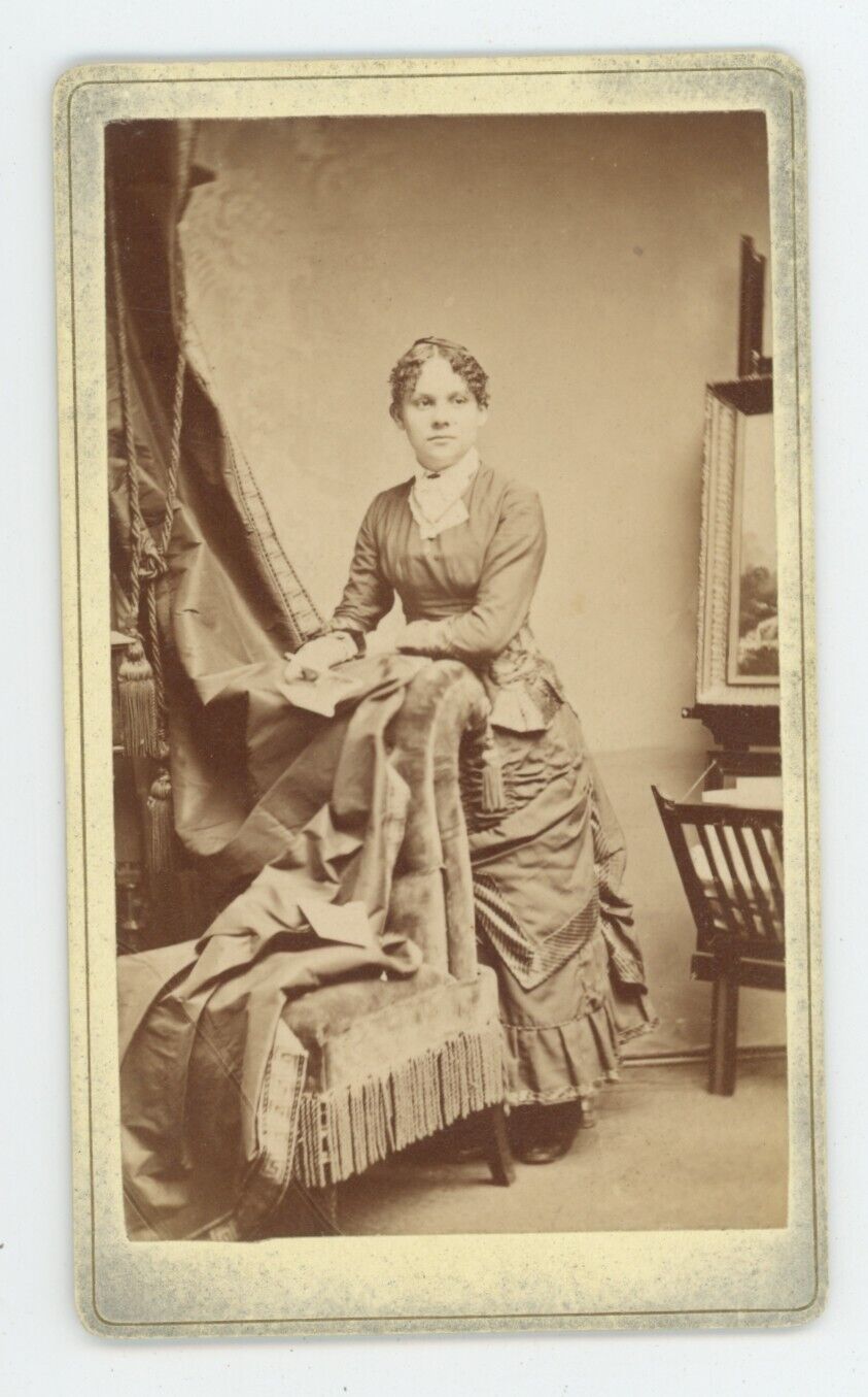 Antique CDV Circa 1870s Beautiful Young Teenage Girl Wearing Dress Hillsdale, MI
