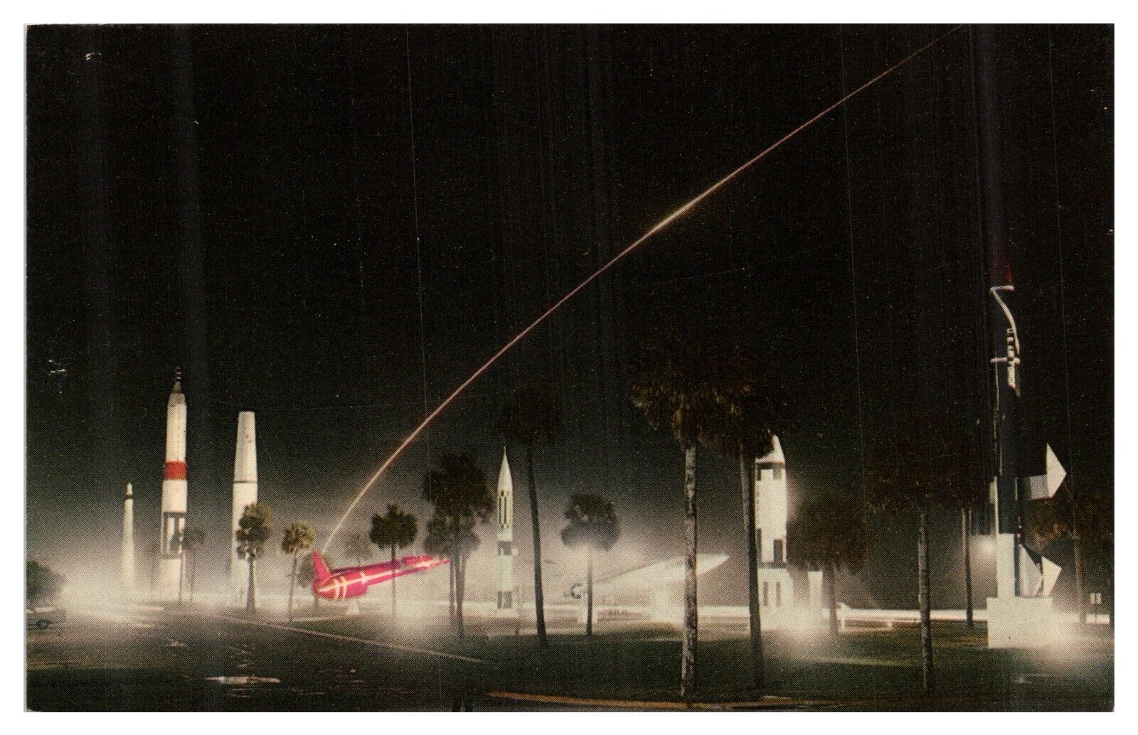 Vtg Patrick Air Force Base Florida Postcard Missile Streaking from Launch Pad