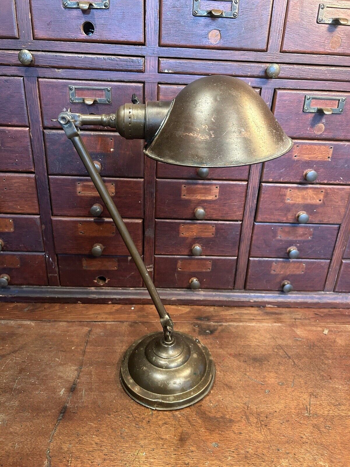 Brass Faries Adjustable Desk Lamp Marked Oc White Ge Industrial Antique