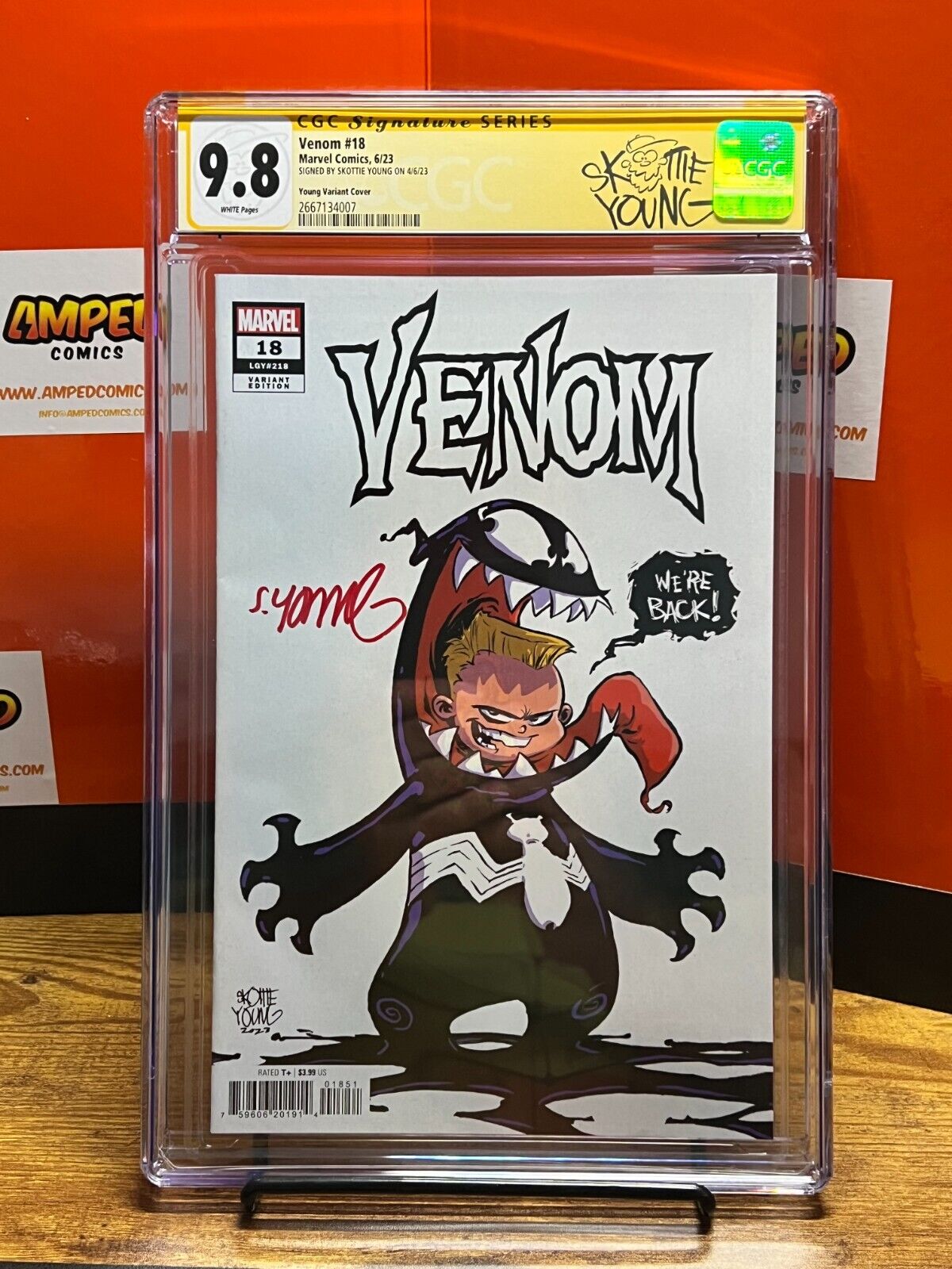 Venom #18 Skottie Young Variant CGC SS 9.8 Signed in RED by Skottie Young