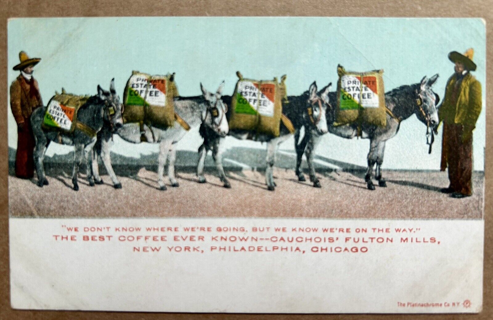 Postcard - Coffee Advertising card Cauchois Fulton Mills Best Coffee. Vintage