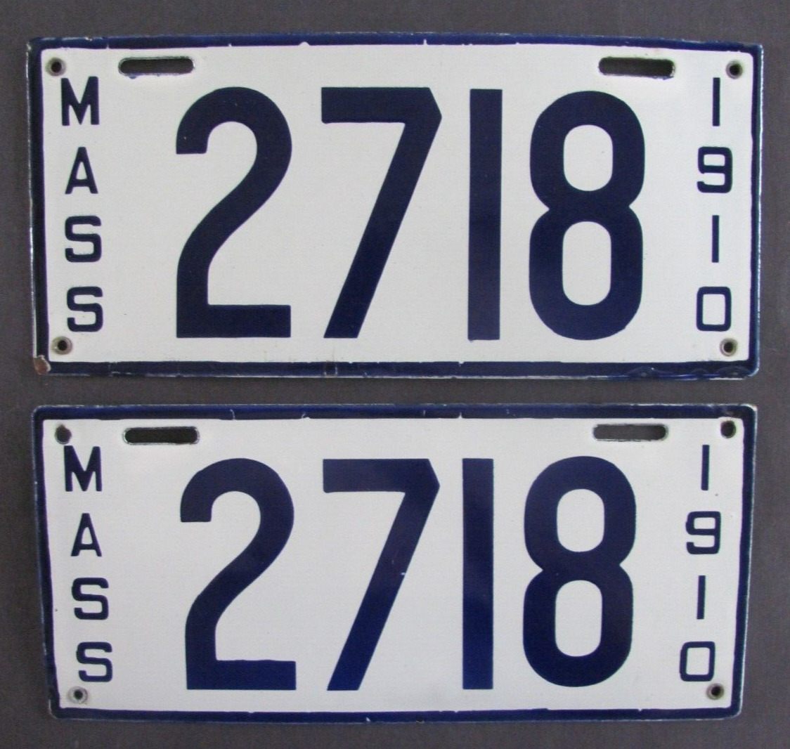 1910 Massachusetts car license plates SUPER PAIR