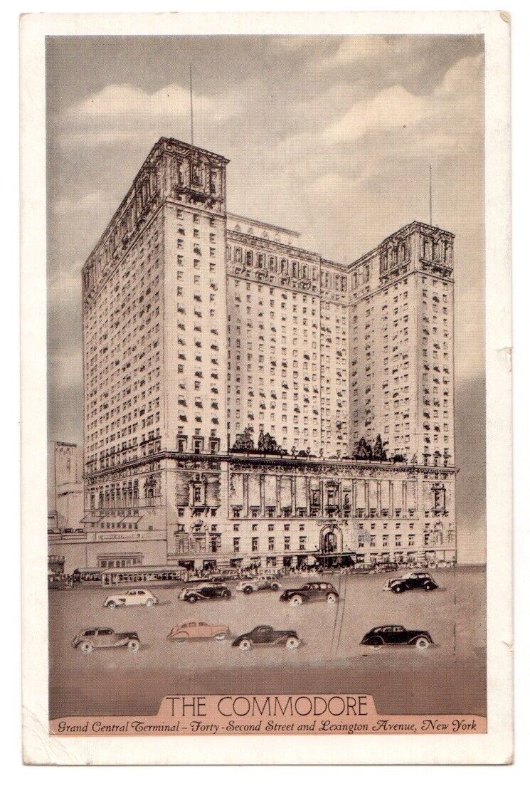 Hotel Commodore New York City c1930\'s 42nd Street, Manhattan, vintage car