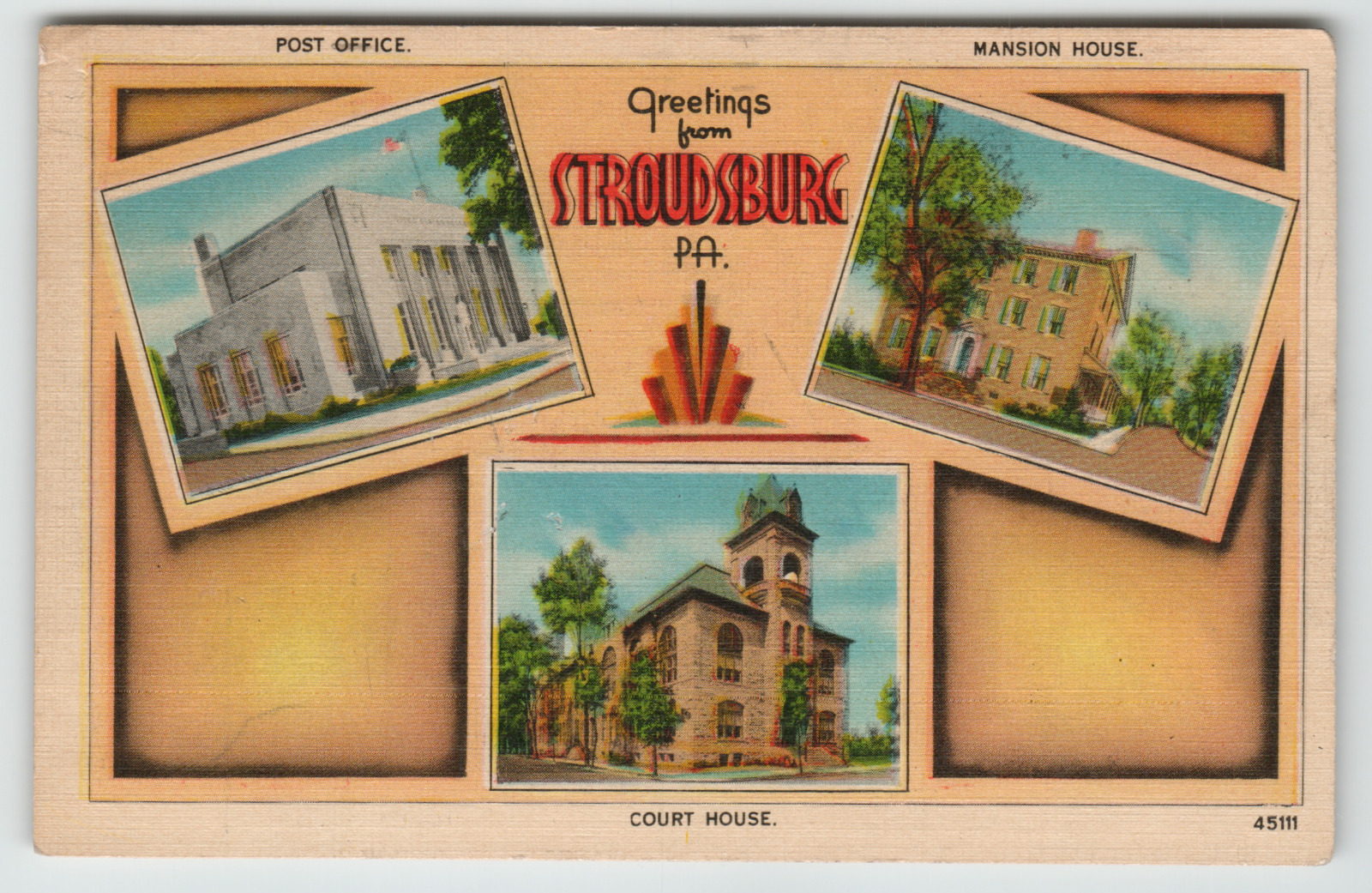 Postcard Linen Greetings From Stroudsburg, PA Multi-View