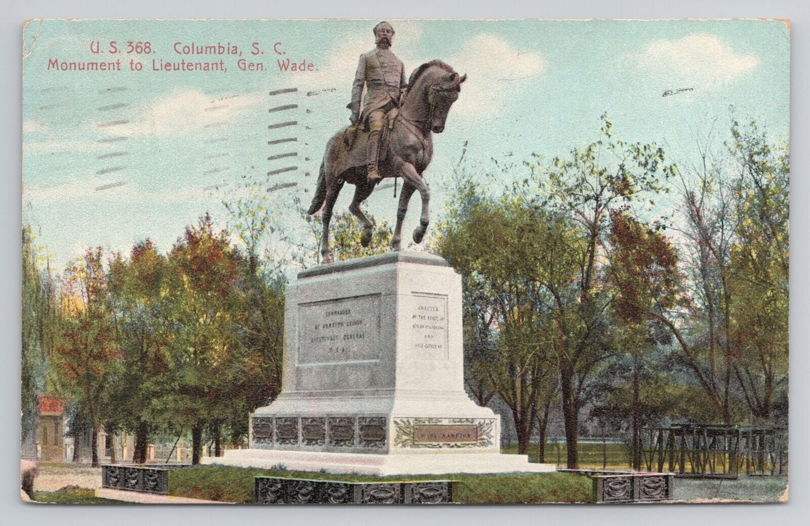 Monument To Lieutenant Gen Wade Columbia South Carolina 1912 Antique Postcard