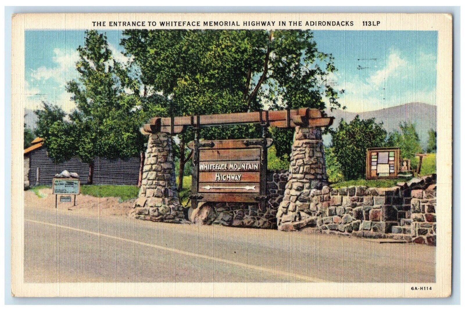 1937 The Entrance To Whiteface Memorial Highway In The Adirondacks NY Postcard