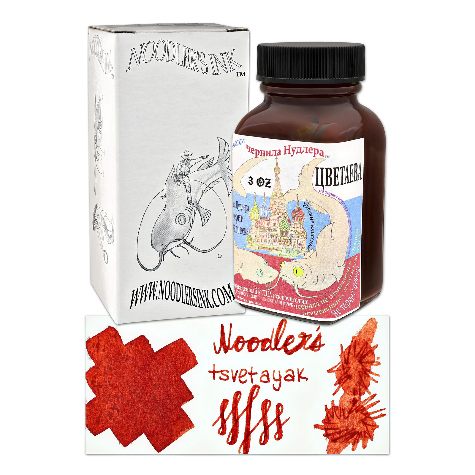 Noodler’s Bottled Ink for Fountain Pen- Russian Series in Tsvetayak (Red) - 3oz