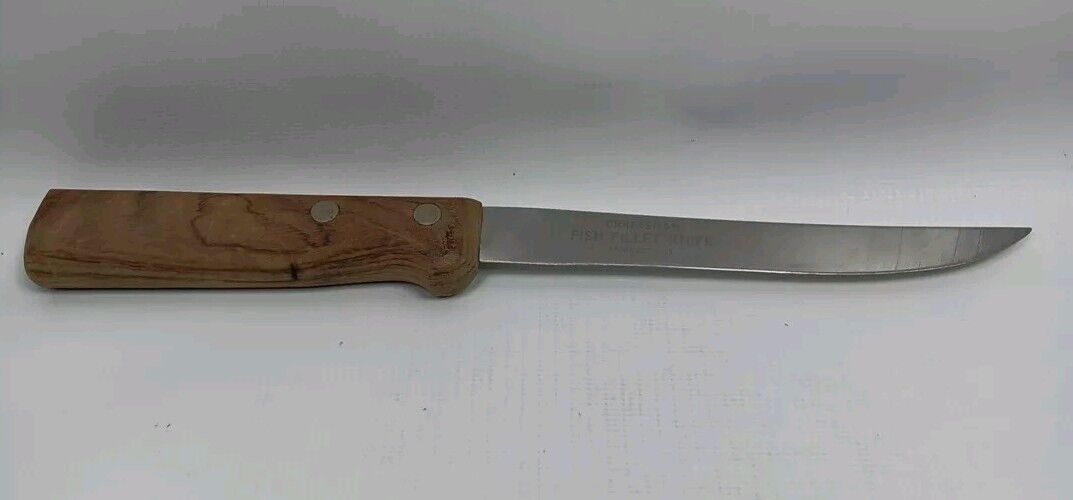 Vintage Craftsman Fish Fillet Knife 2 Rivet Wood Handle 6\