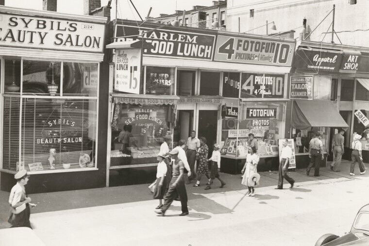Old 4X6 Photo, 1930\'s View of Harlem storefronts New York City 1713216
