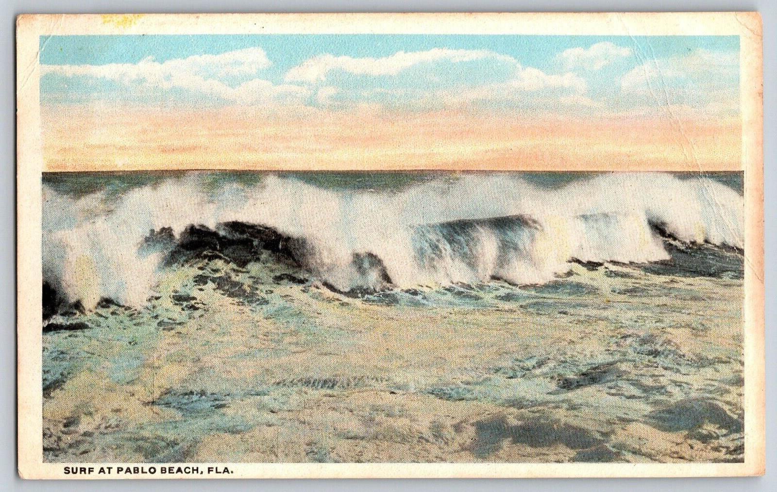 Florida FL - Whispering Waves, Surf at Pablo Beach - Vintage Postcard - Unposted