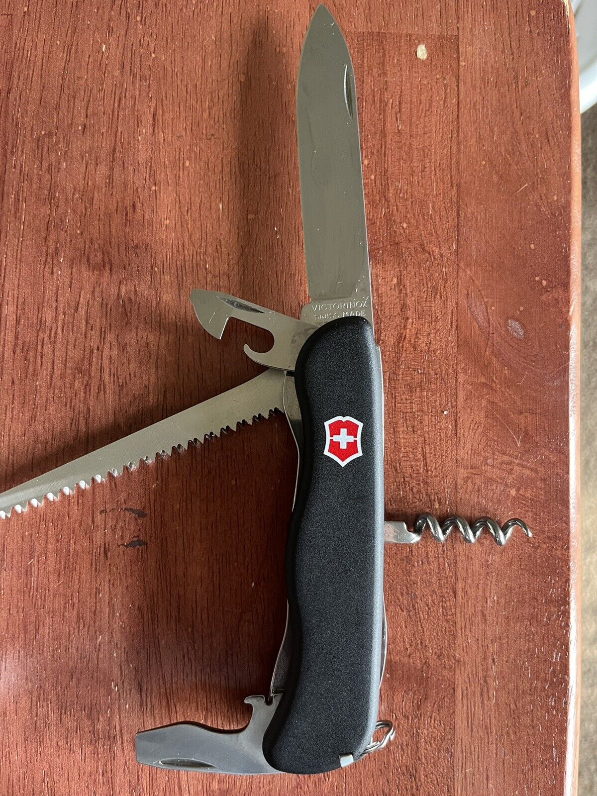 Victorinox 111mm Picnicker Swiss Pocket Knife - Black - Liner Lock - Corkscrew