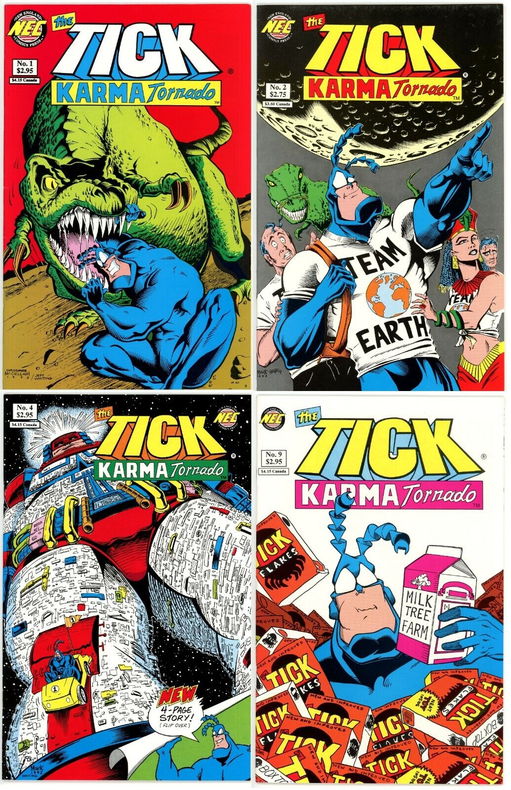 TICK KARMA TORNADO #1 2 4 9 (1993) Lot of 4 NEC Comics Ben Edlund Bill Neville