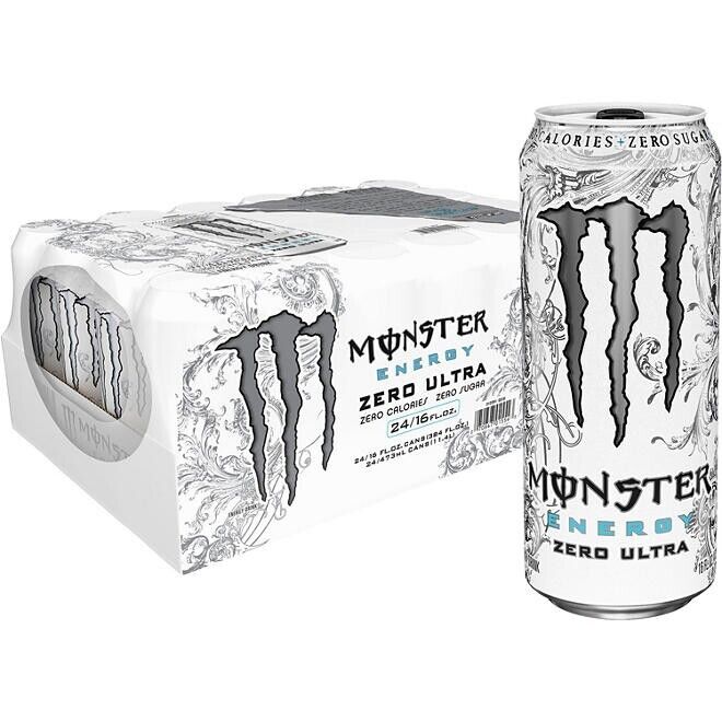 Monster Energy Zero Ultra Sugar Energy Drink, 16oz - Pack of 24