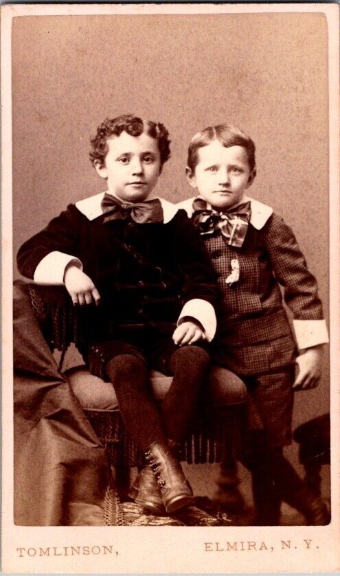 Two Young Brothers in Short Pants, 1870s CDV Photo. #2064