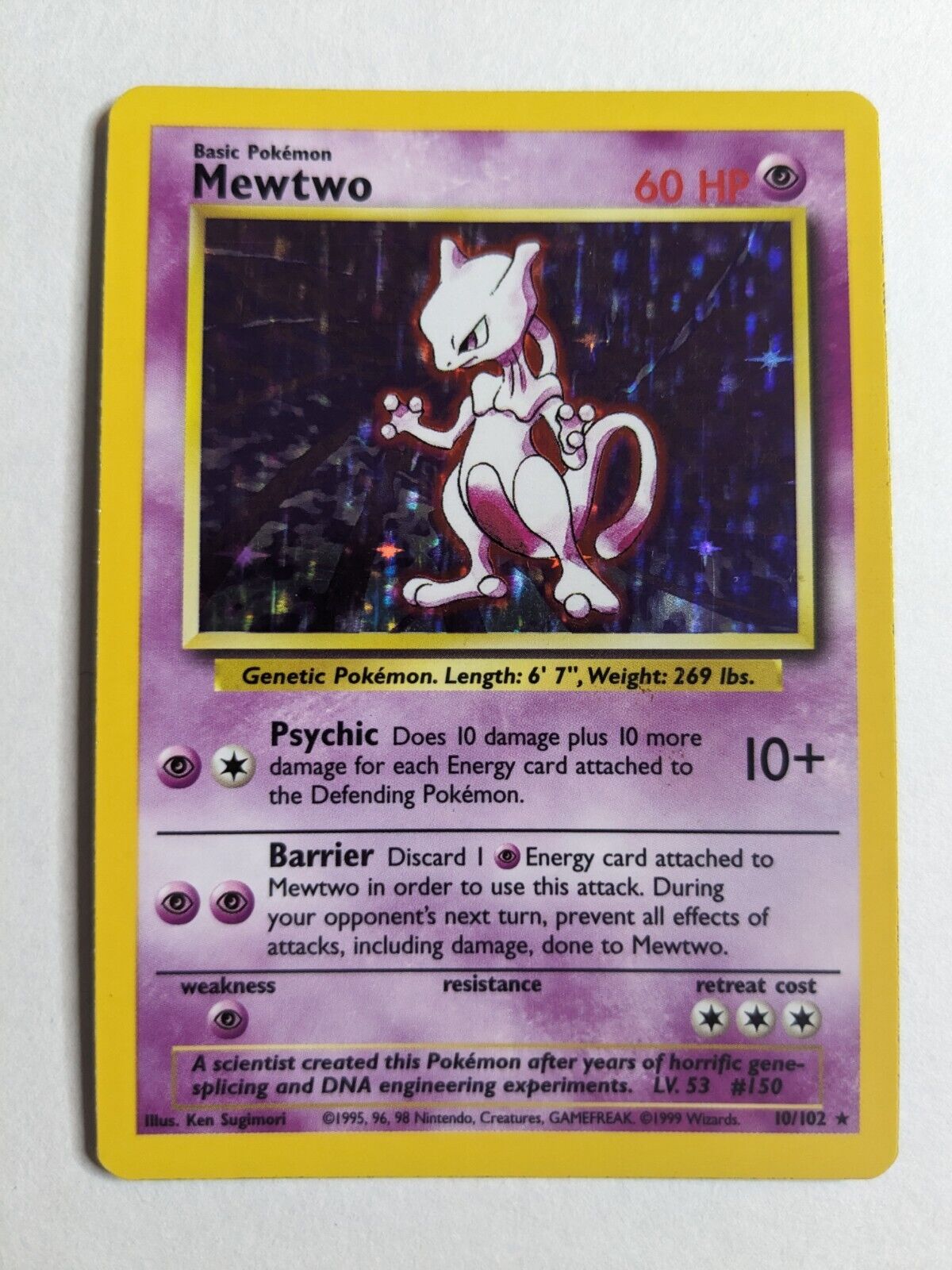 Pokemon Mewtwo #10/102 Holo Rare - 1999 WotC Base Set