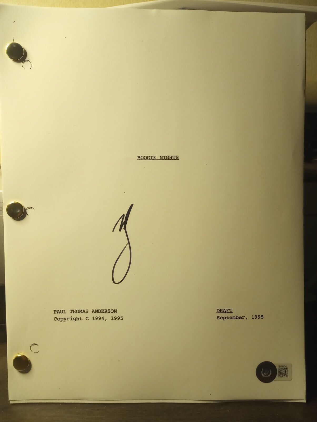 🌟 Mark Wahlberg 🌟 Boogie Nights Autographed Full Script Beckett Authenticated
