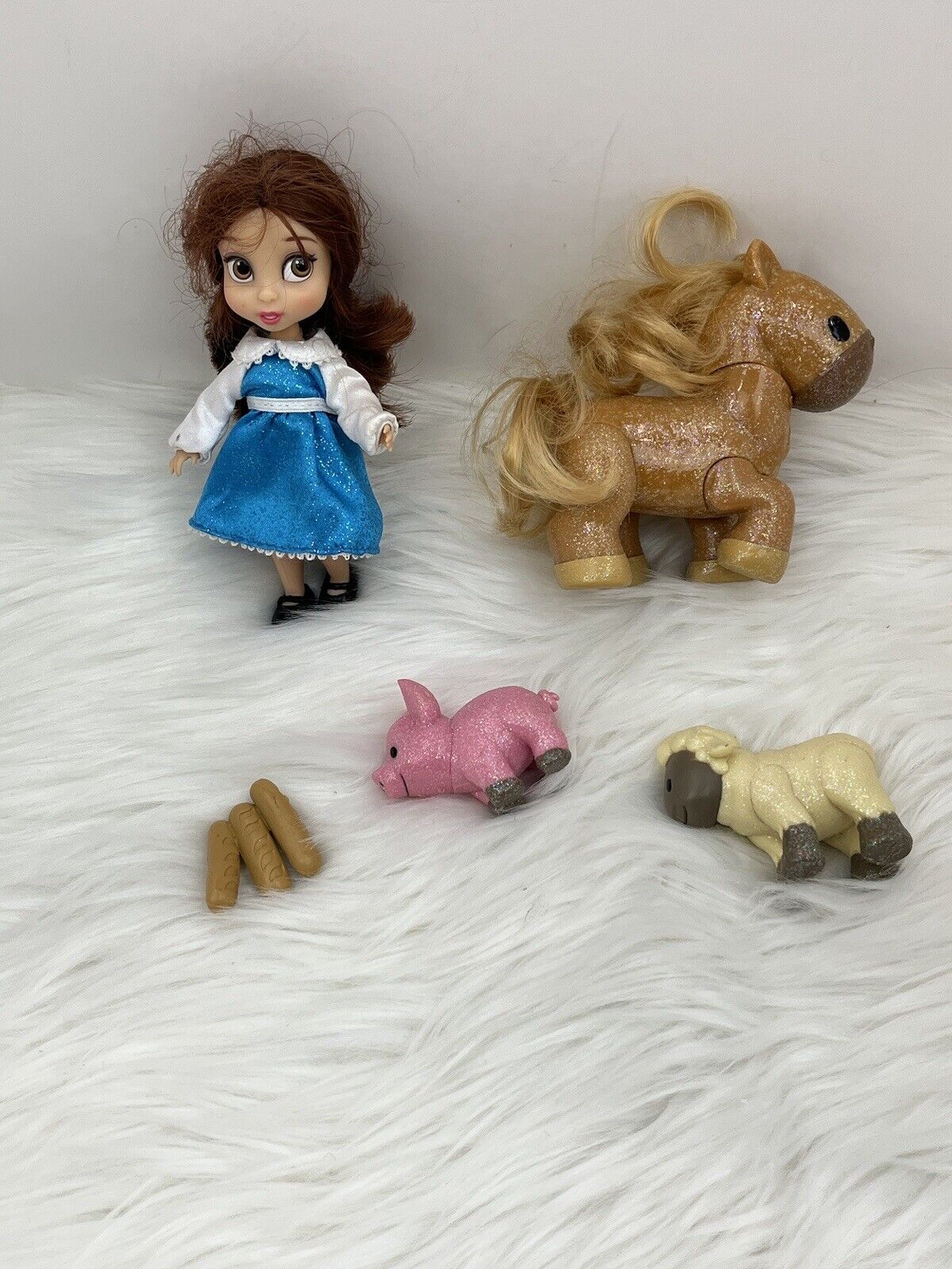 DISNEY ANIMATORS\' COLLECTION 5pc Belle Mini Doll Toy Pretend Play 