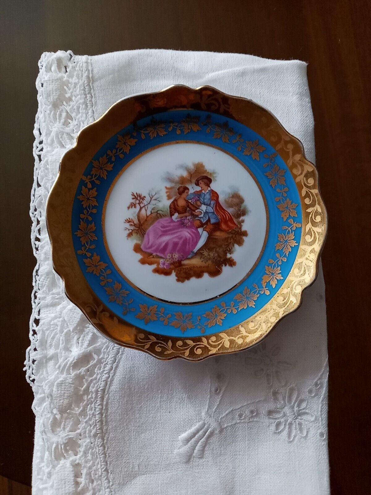 Vintage Limoges Signed Fragonard Tiny Trinket Dish