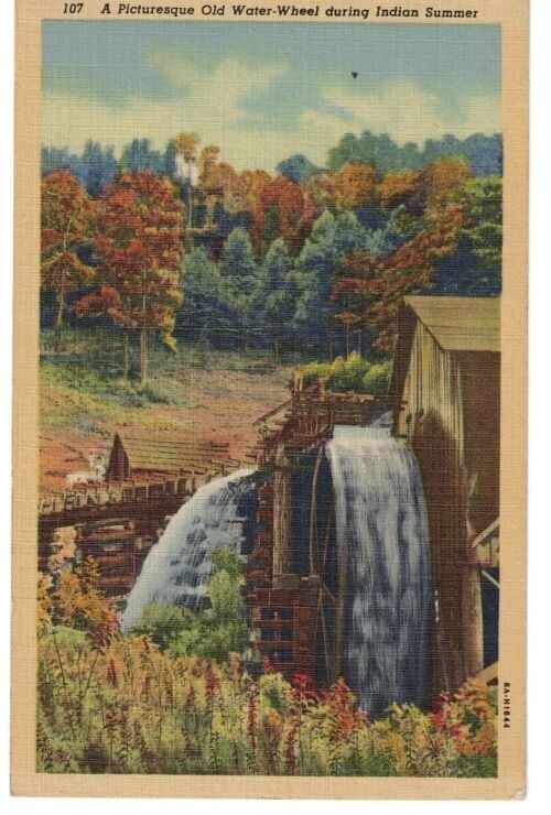 Old Grist Mill Western North Carolina Postcard unused 1930s/40s