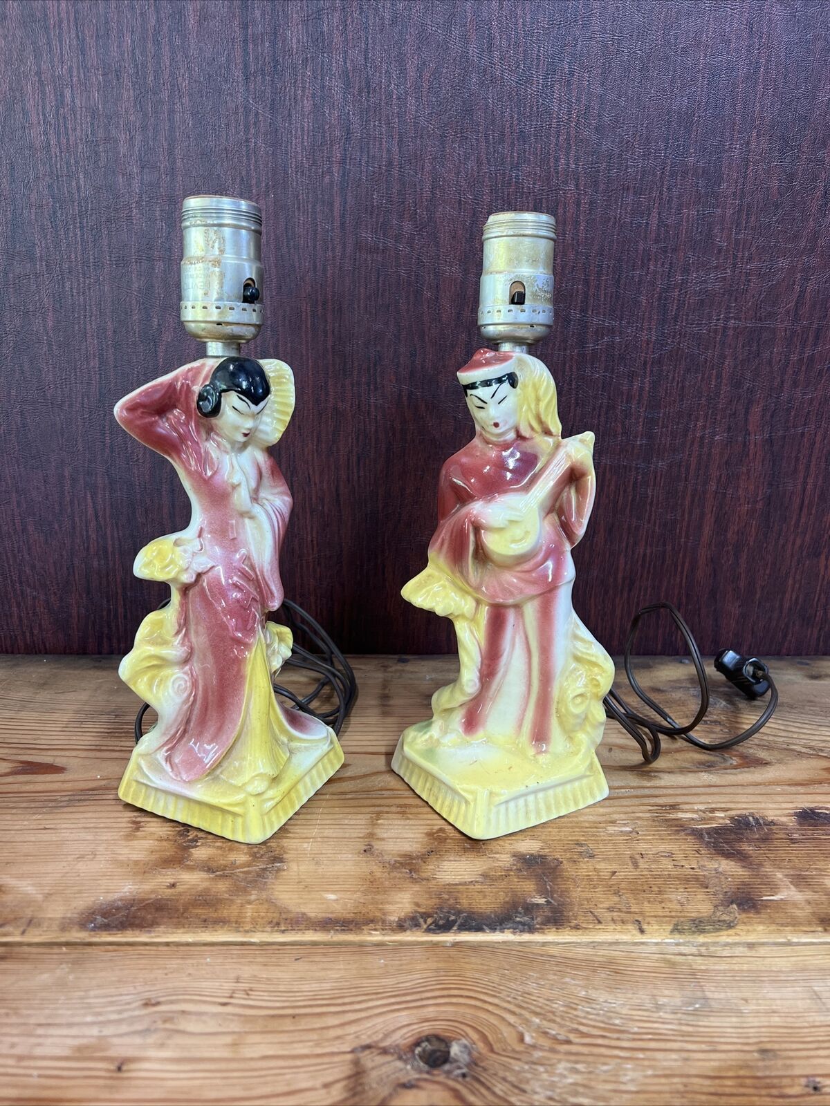 Oriental Decor Pair Of Table Lamps Male And Female MCM