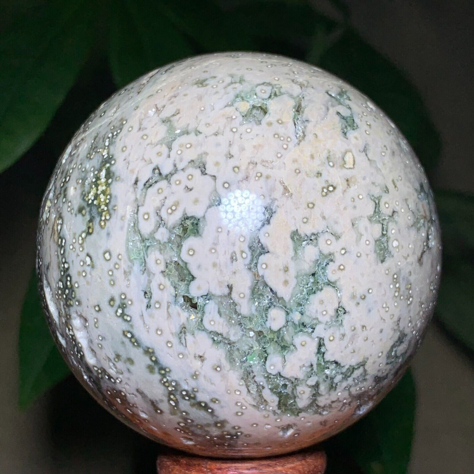 355g Rare Natural Ocean Jasper Sphere Quartz Crystal Ball Reiki Stone
