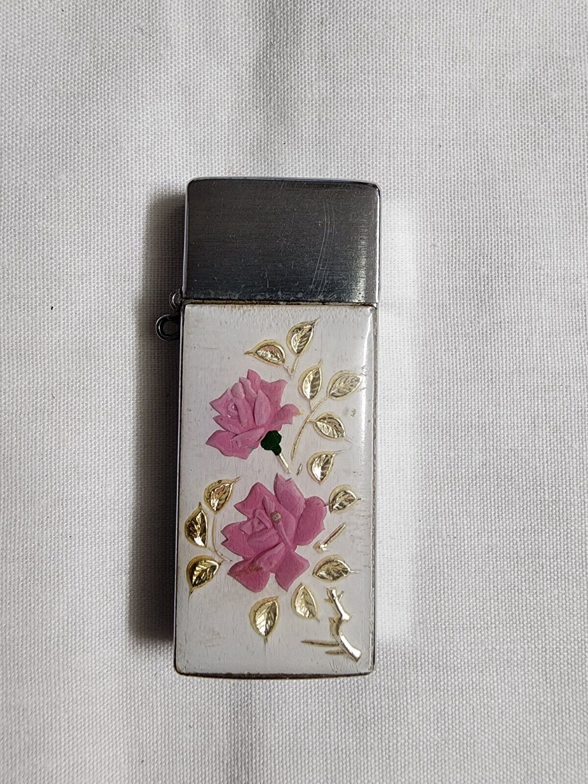 Vintage Penguin No. 700 Mini Flip-Top Lighter Pearl Floral Design Japan. RARE