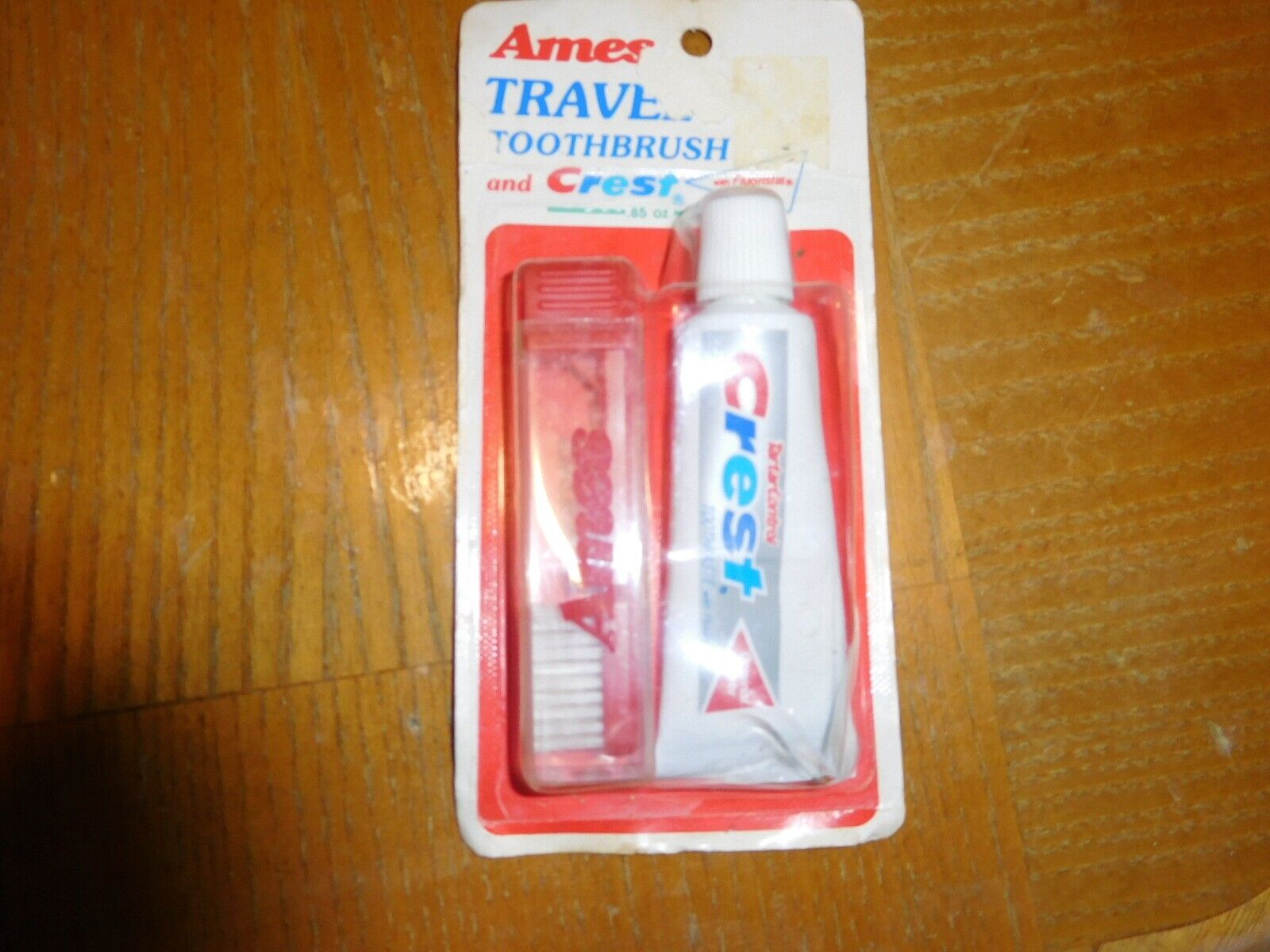 Vintage NOS AMES TRAVEL TOOTHBRUSH AND CREST TOOTHPASTE