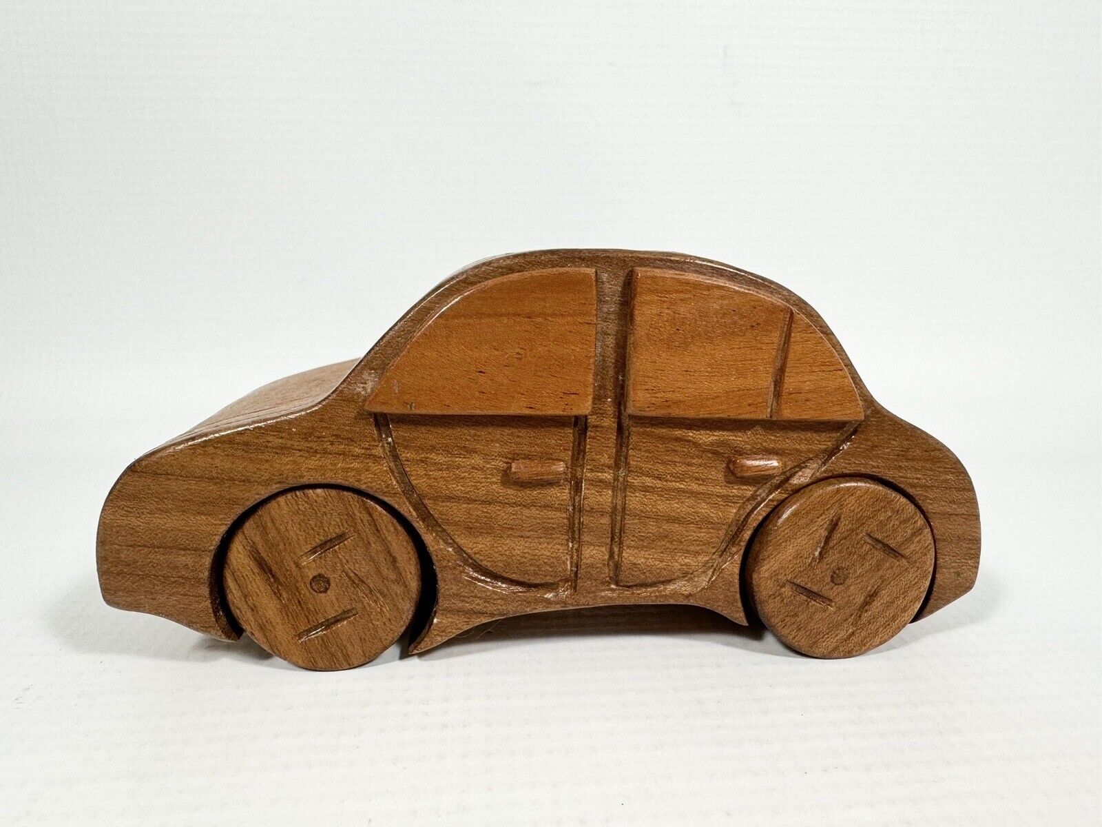 Vintage Handcrafted Wood Car Stash Box Puzzle - Wooden Automobile Puzzle Toy
