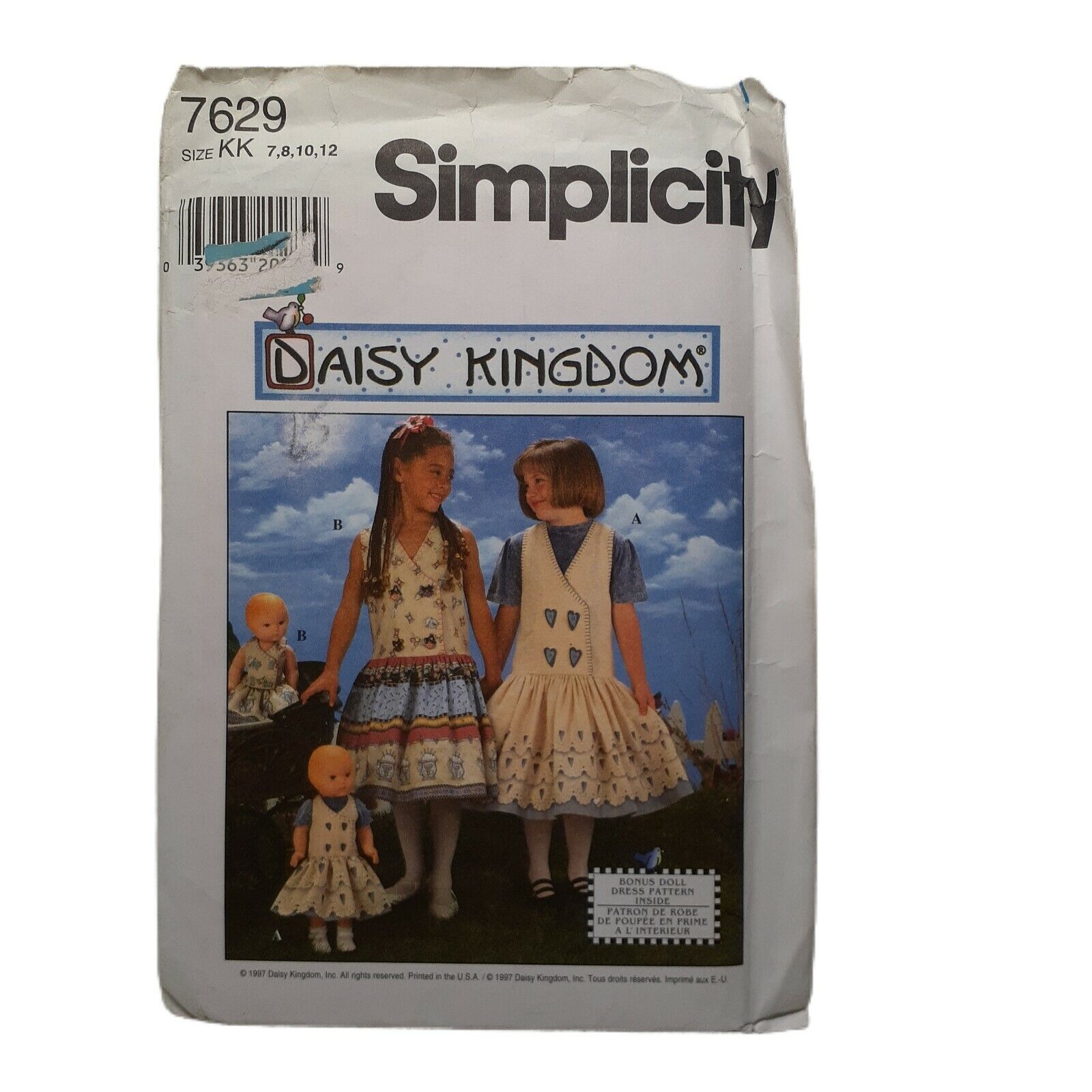 Simplicity DAISY KINGDOM Pattern 7629 Girl Doll Dress Matching Spring 7,8,10,12