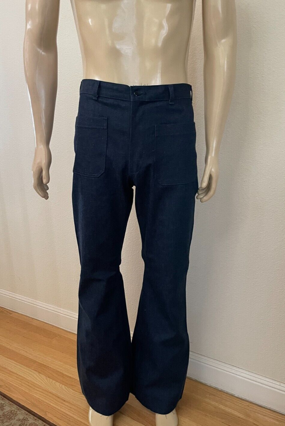 UNISSUED US NAVY DENIM UTILITY TROUSERS FLARED BELLBOTTOM DUNGAREES 30 XL  (NWT)
