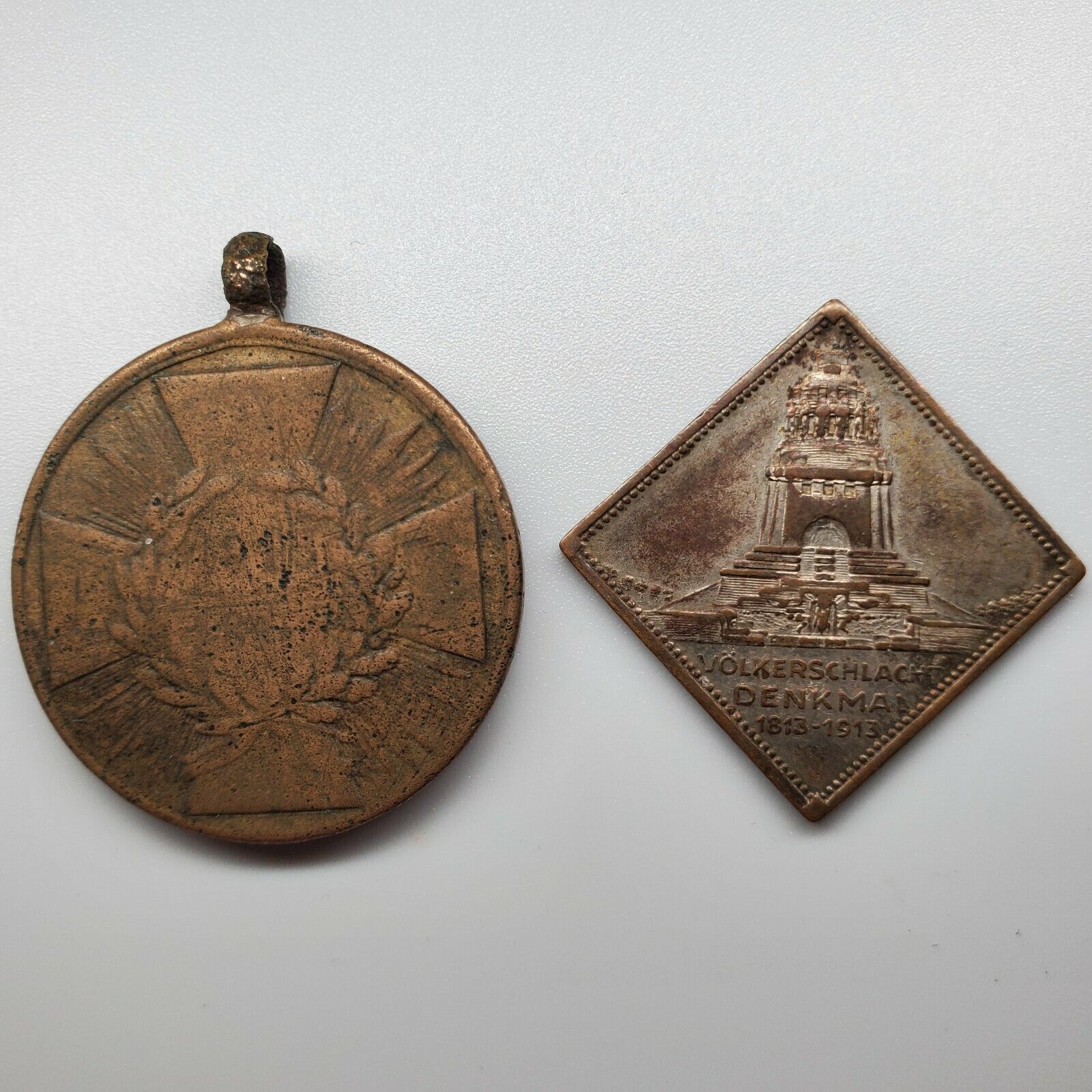 Napoleon German bronze medal War 1813 1814 1913 cannon award coin Leipzig army