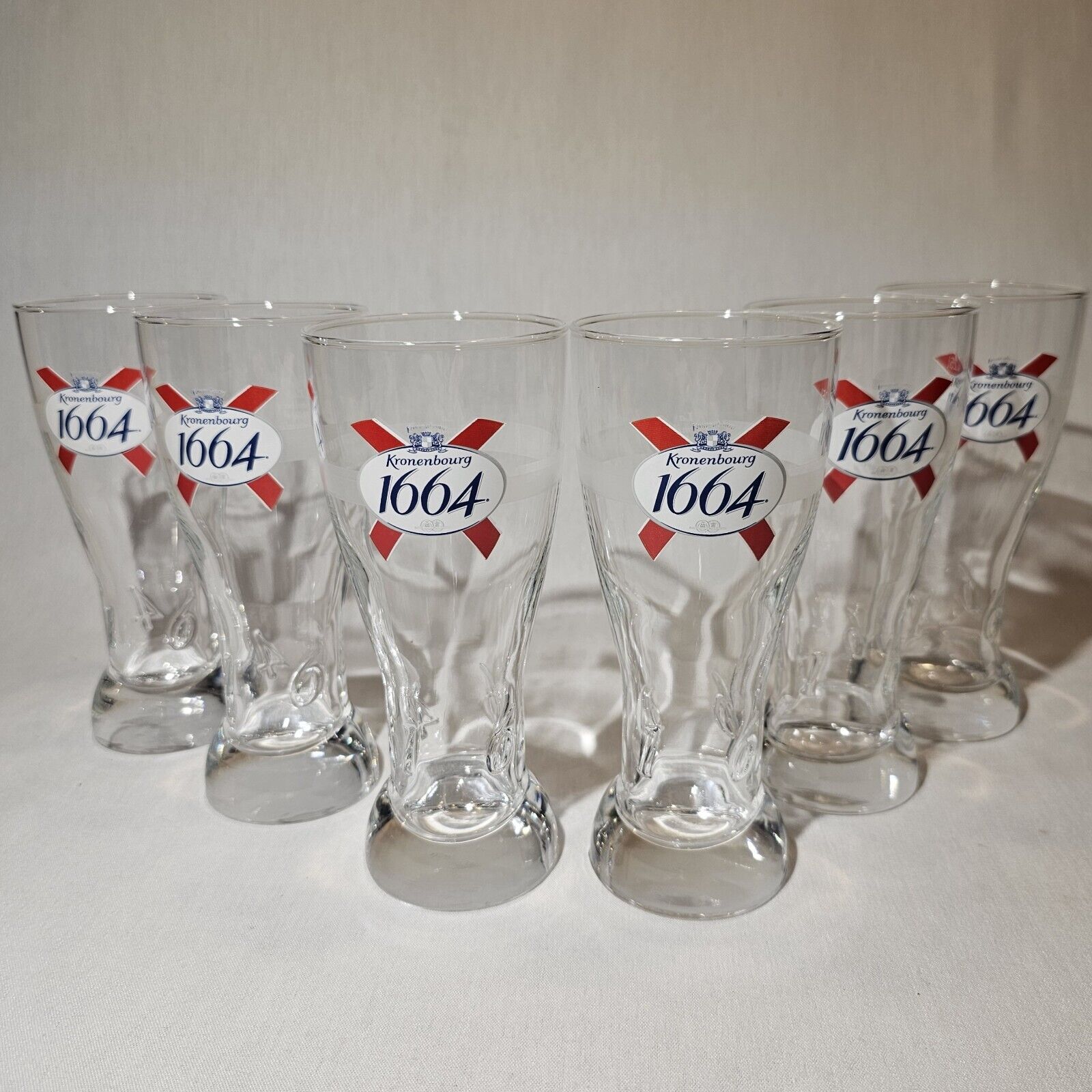 Set Of 6 NEW Kronenbourg 1664 Beer Lager Half Pint 10oz Glass New Crown Marked