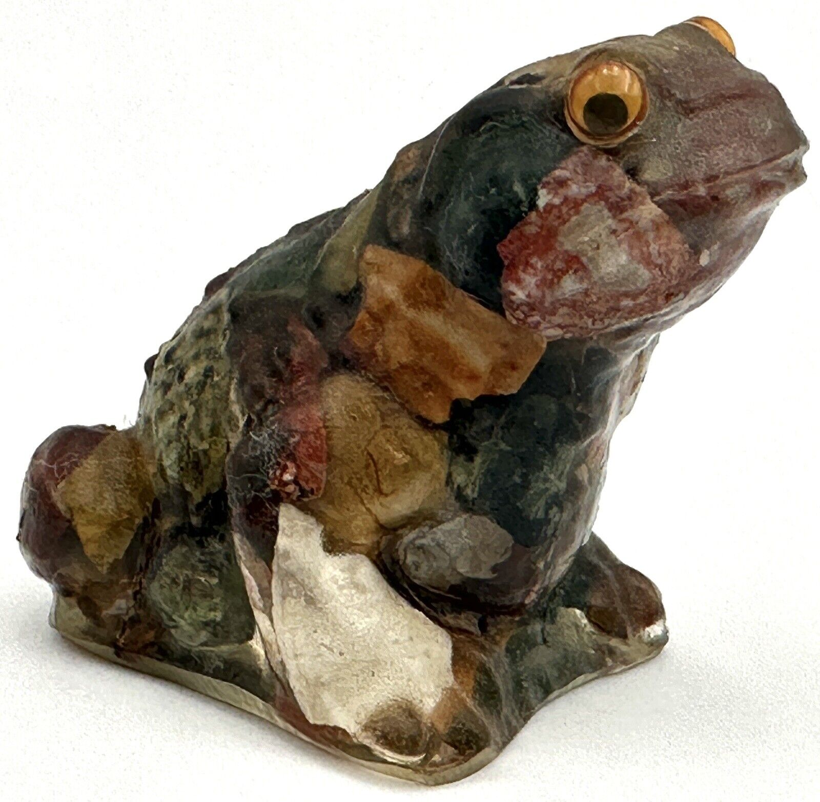 Vintage Lucite Resin Frog Vomit Figure Figurine Paperweight Googly Eyes Rocks