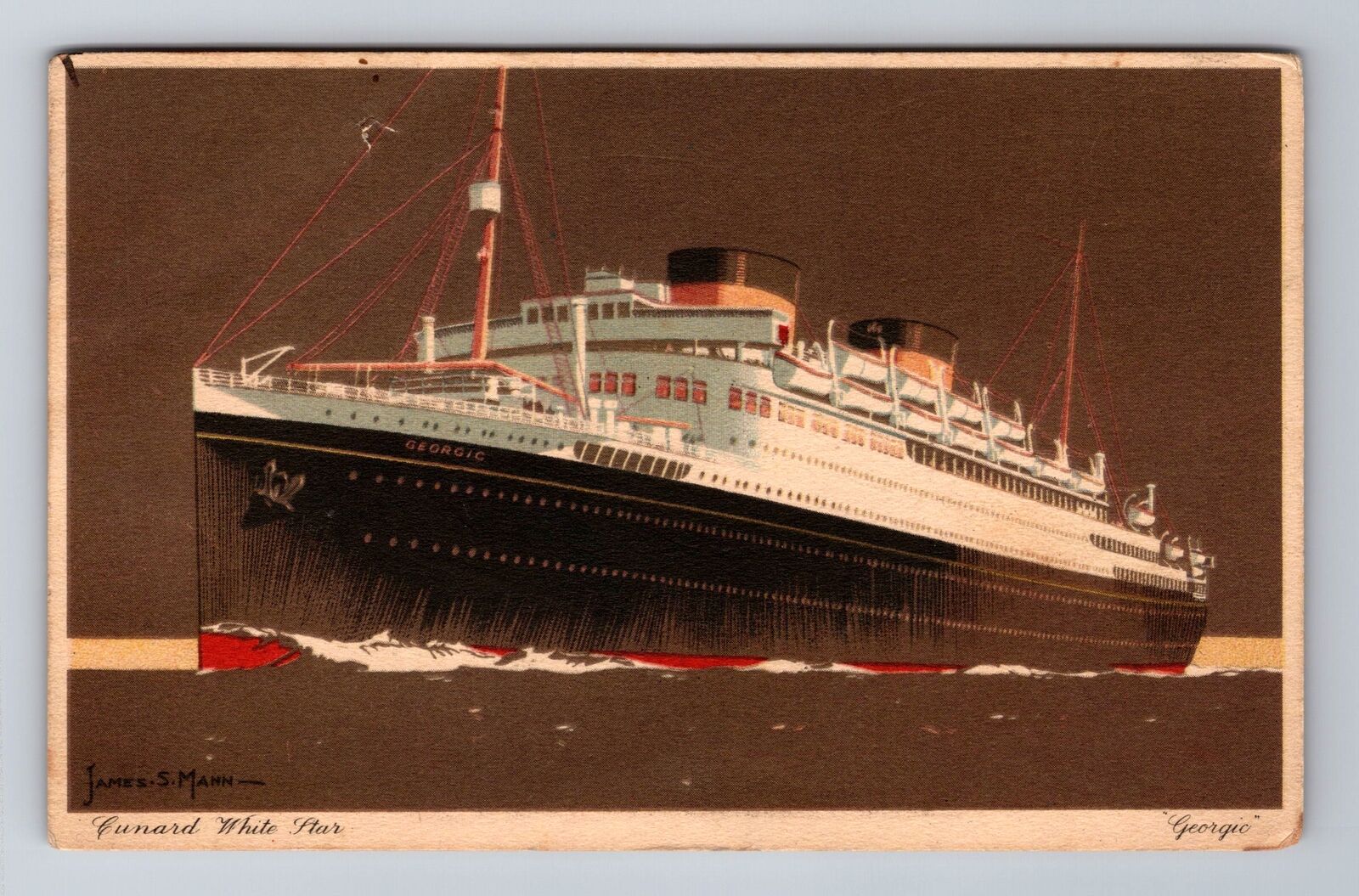 Cunard White Star, Ship, Transportation, Antique, Vintage c1937 Postcard
