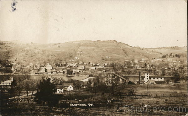 1913 RPPC Hartford,VT Scenic View Windsor County Vermont Real Photo Post Card