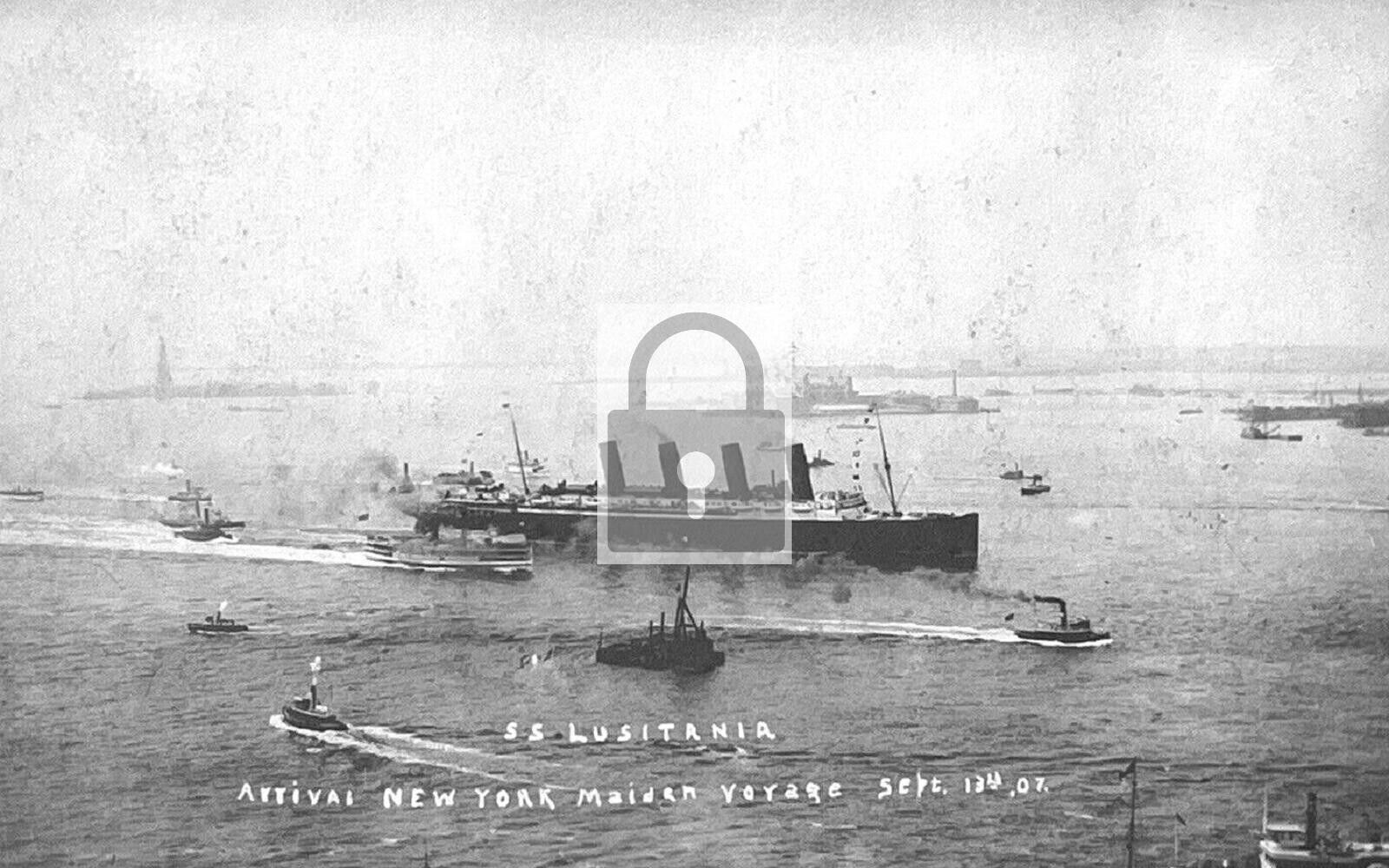 SS Lusitania Ship Arrival New York City NYC NY Reprint Postcard