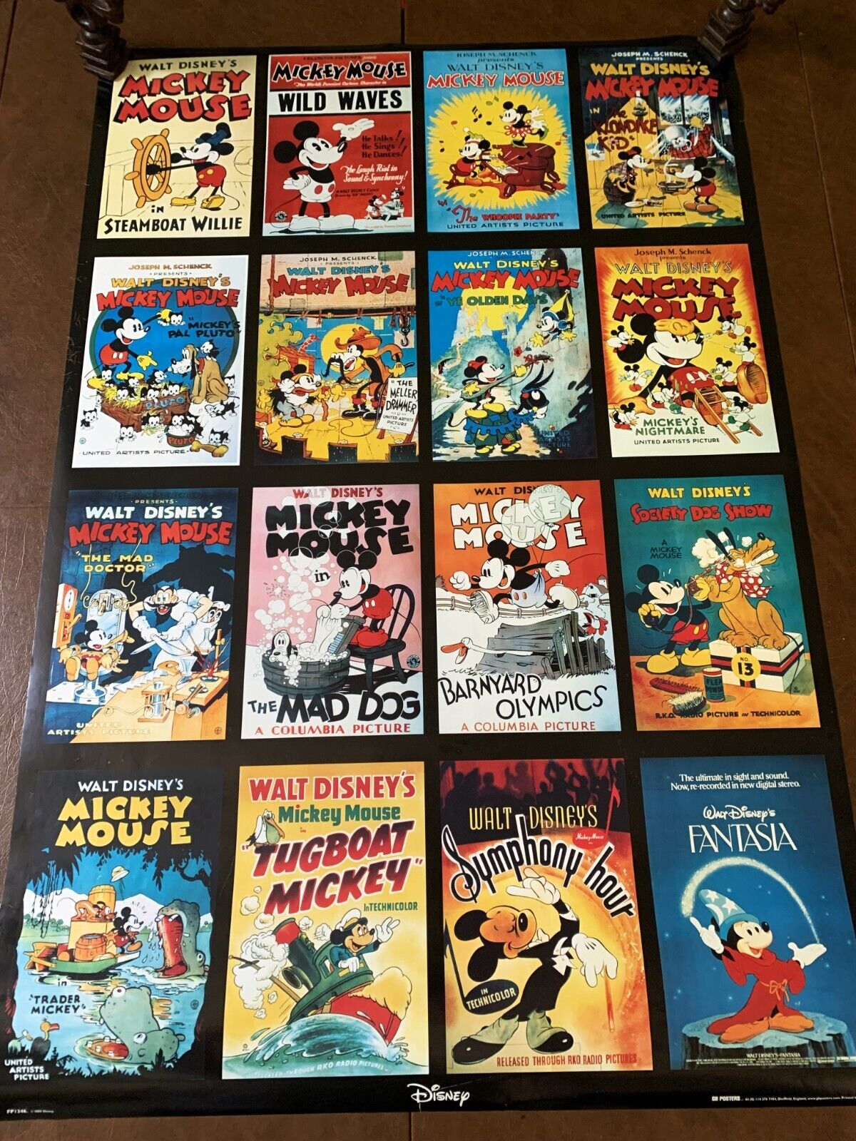 RARE UNUSED Vintage 2005 Mickey Mouse Poster 24x36 Thru The Years Cartoons